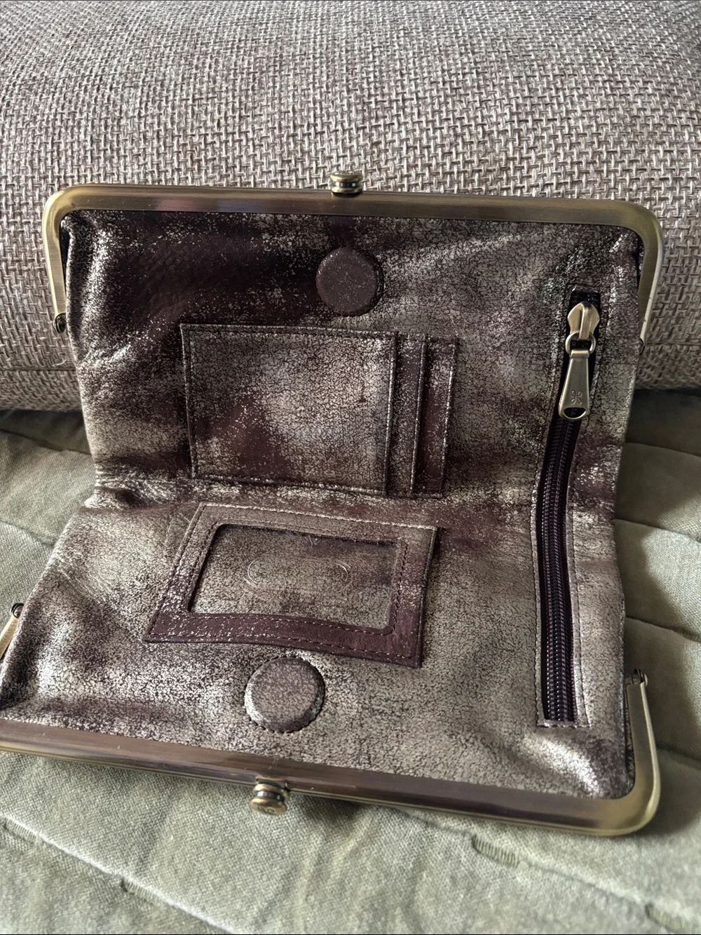 HOBO Lauren Metallic Brown/Silver Clutch Wallet